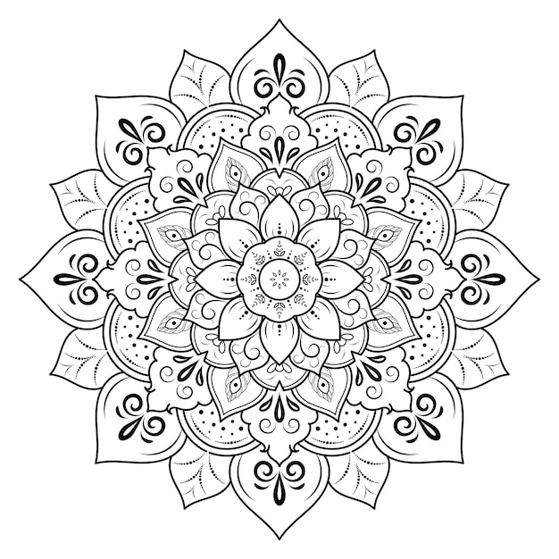 Circulaire bloem mandala met vintage bloemenstijl vector mandala oosters patroon hand getekende decoratief element uniek ontwerp met bloemblaadje bloem concept ontspannen en meditatie gebruik voor pagina logo boek