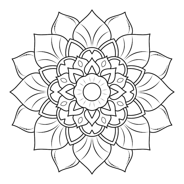 Circulaire bloem Mandala met vintage bloemenstijl Vector mandala Oosters patroon Hand getekende decoratief element Uniek ontwerp met bloemblaadje bloem Concept ontspannen en meditatie gebruik voor pagina logo boek