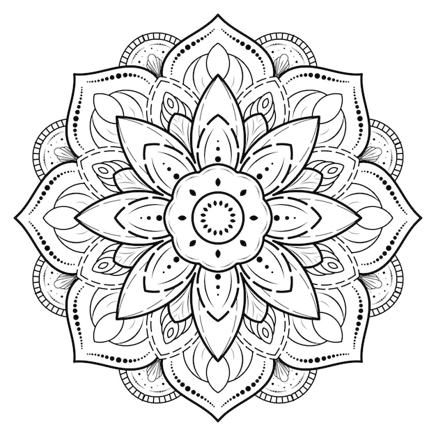 Circulaire bloem Mandala met vintage bloemenstijl Vector mandala Oosters patroon Hand getekende decoratief element Uniek ontwerp met bloemblaadje bloem Concept ontspannen en meditatie gebruik voor pagina logo boek