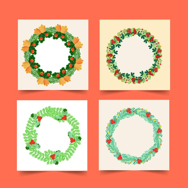 Circulaire Frame Gemaakt Door Kerst Elementen In Vier Opties Met Kopie Ruimte.