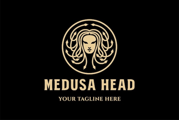 Circulaire Gorgon Medusa God met inspiratie voor logo-ontwerp met slangenhaar