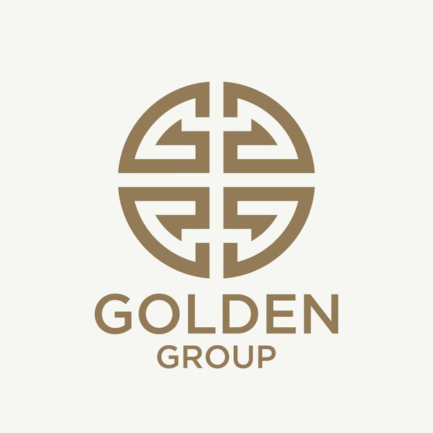 Vector circulaire gouden initiaal g, monogram gg met aziatisch grieks patroon voor global gold company