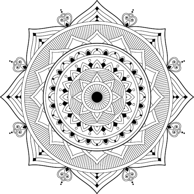 Circulaire hand getekend zwart-wit mandala geïsoleerd op een witte achtergrond. Kleurboek pagina.