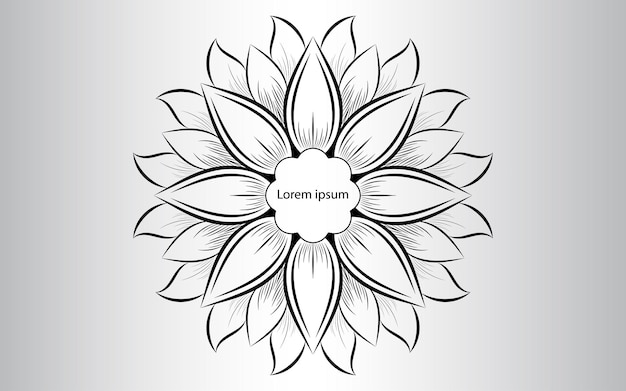 Circulaire patroon bloem van mandala met zwart-wit Vector mandala bloemenpatronen met witte backgroundHand getrokken patroon