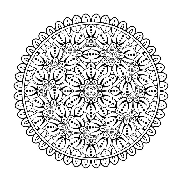 Circulaire patroon in de vorm van een mandala met bloem. mehndi bloemdecoratie in etnische oosterse, indiase stijl.