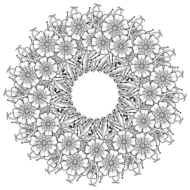 Circulaire patroon in de vorm van mandala. mehndi bloemdecoratie in etnische oosterse, Indiase stijl.