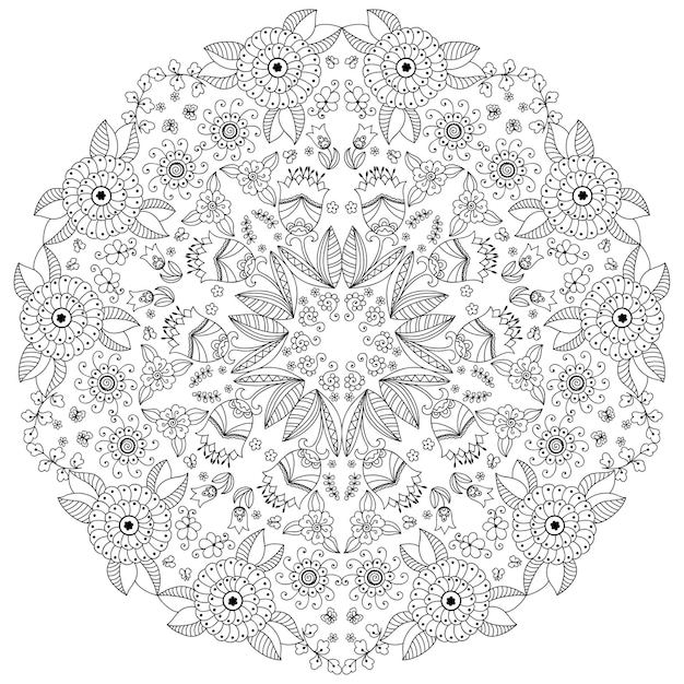 Circulaire patroon in de vorm van mandala met bloem. decoratief ornament in etnische oosterse stijl. overzicht doodle hand tekenen illustratie.