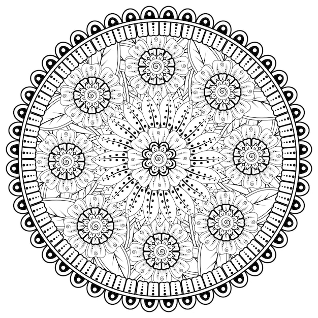 Circulaire patroon in de vorm van mandala met bloem voor henna mehndi tattoo decoratie