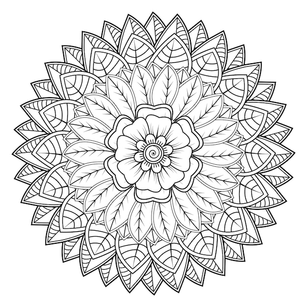 Circulaire patroon in de vorm van mandala voor Henna Mehndi tattoo decoratie Kleurboek pagina