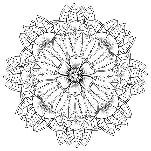 Circulaire patroon in de vorm van mandala voor Henna Mehndi tattoo decoratie Kleurboek pagina