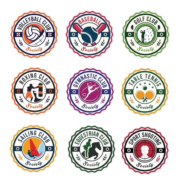 Vector circulaire sport club logo badge set illustratie