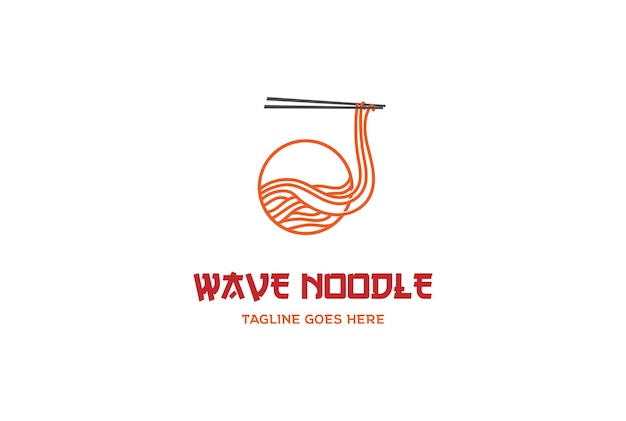 Circulaire wave noodle voor aziatisch koreaans japans chinees oosters eten logo design vector