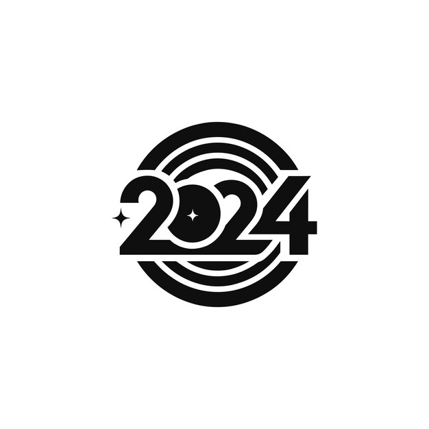 Vector the circular 2024 design is black on a white background keywords langu