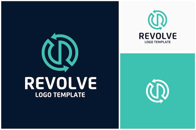 Vector circular arrow initial letter r for recycle rotation revolve spinning logo design