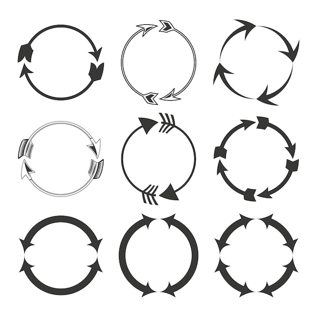 Vector circular arrows set process cycle icons vector continuity and rotation concept