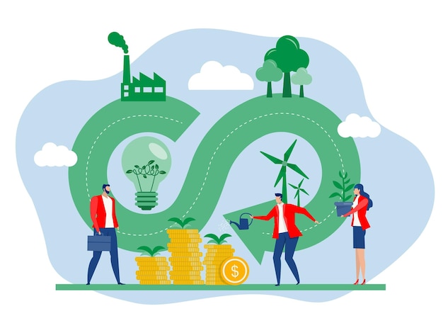 Vector circular or bcg economy investmentgreen energy environment renewable and reuse natural resources