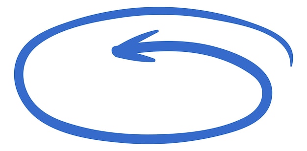 Vector circular blue arrow cycle doodle repeat symbol