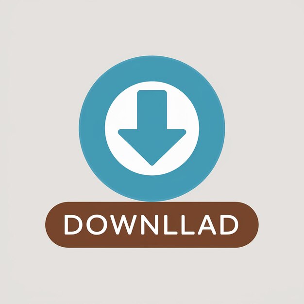 Vector a circular blue button with a white downward arrow in the center
