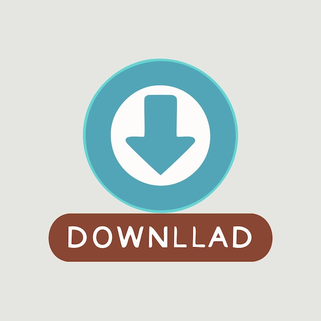 Vector a circular blue button with a white downward arrow in the center