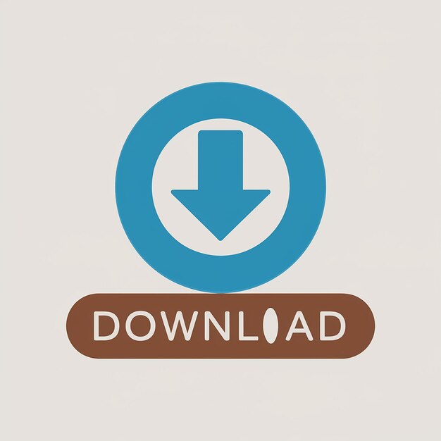 Vector a circular blue button with a white downward arrow in the center