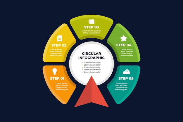 円形のビジネスインフォグラフィックデザインテンプレート