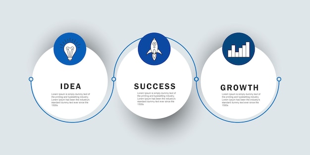 Circular business infographic template with three steps