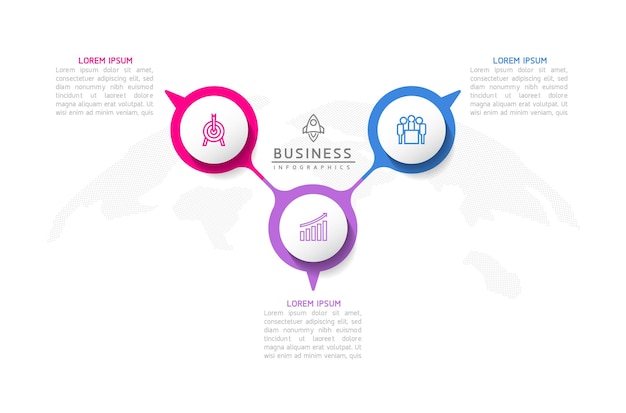 Circular Connection Steps business Infographic Template with 3 Element