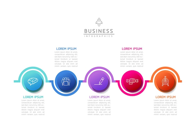 Circular Connection Steps business Infographic Template with 5 Element