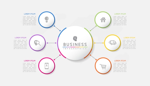 Circular Connection Steps Infographic Template with 6 Element