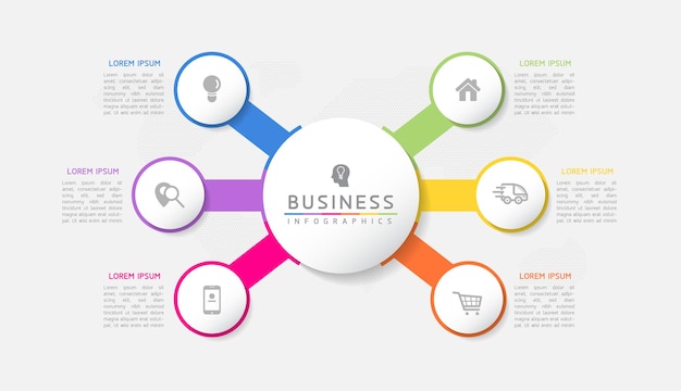 Circular Connection Steps Infographic Template with 6 Element