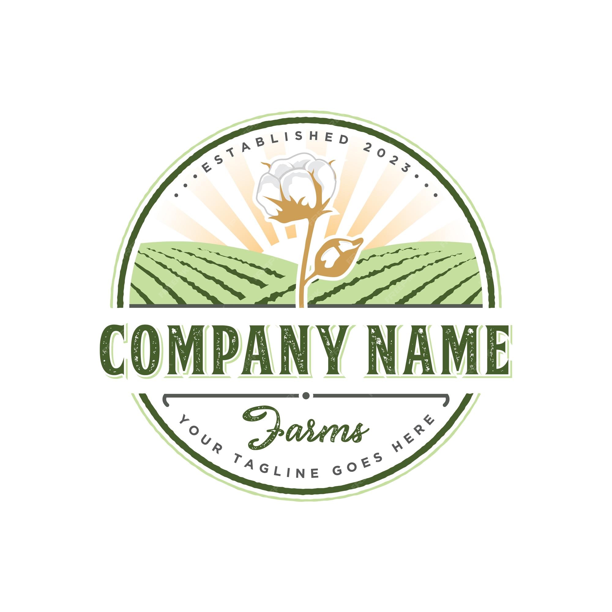 Premium Vector | Circular cotton farm logo emblem vintage with cotton ...