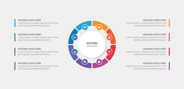 Vettore progettazione del modello di infografica a ciclo circolare in 8 passaggi