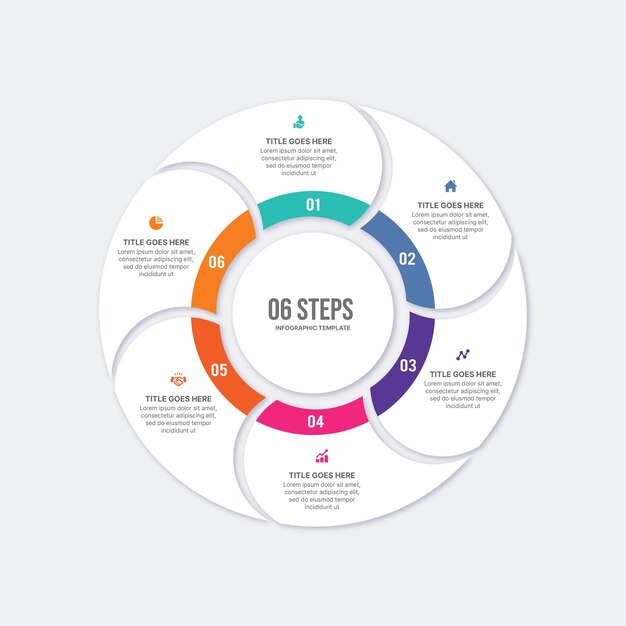 Vector circular cycle round infographic template design with 6 options