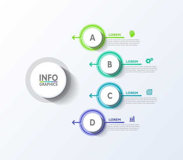 원형 다이어그램 infographic 옵션 또는 단계 템플릿