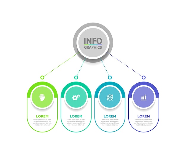 Modello di opzioni o passaggi di infografica diagramma circolare