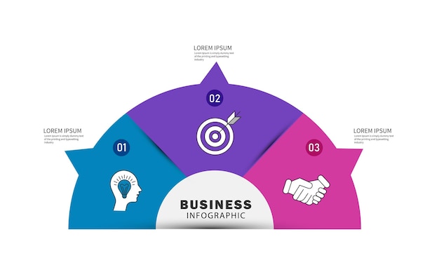 Circular diagram infographic template with 3 options