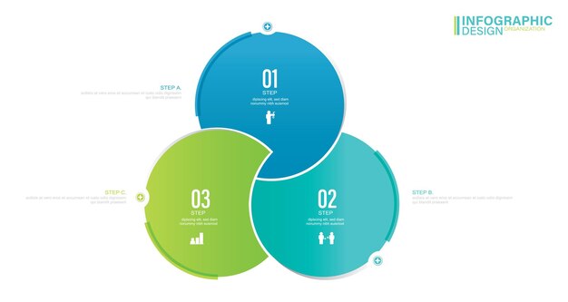 Diagramma circolare modello diapositiva illustrazione stock diagramma di venn tre oggetti cerchio infografica