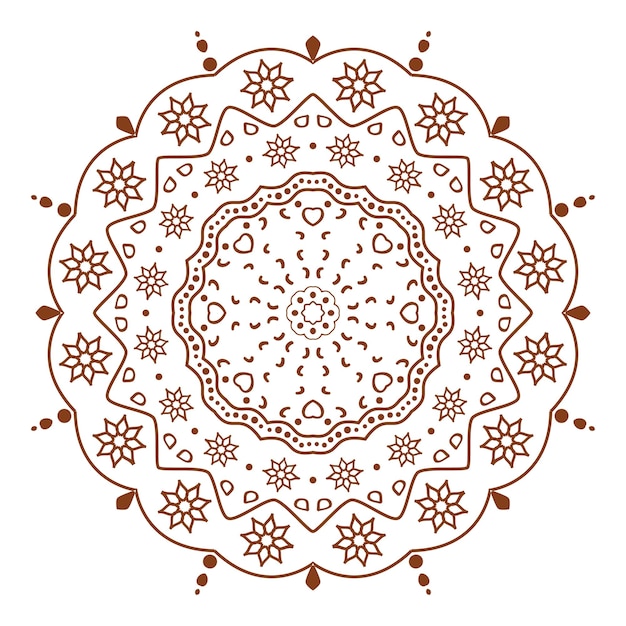 Circular floral brown ornament or mandala Snowflake round ornament decorative isolated element