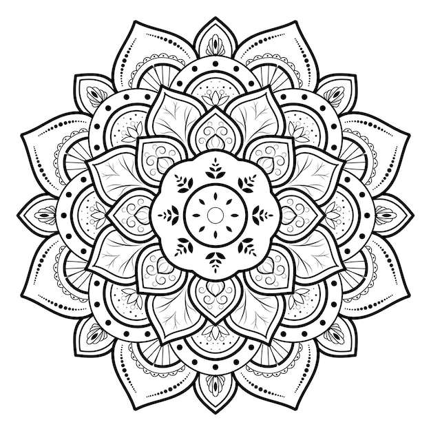 Mandala floreale circolare con stile floreale vintage, motivo orientale mandala vettoriale, elemento decorativo disegnato a mano. design unico con fiore petalo. concetto relax e meditazione uso per il libro del logo della pagina