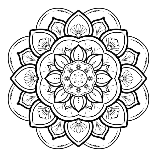 ヴィンテージ花柄の円形フラワー曼荼羅、ベクトル曼荼羅オリエンタルパターン、手描きの装飾的な要素。花びらの花のユニークなデザイン。ページのロゴブックのコンセプトリラックスと瞑想の使用