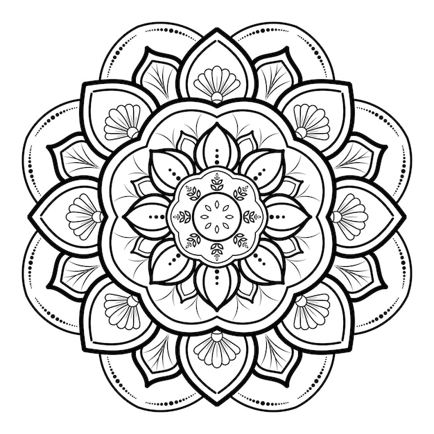 Circular flower mandala with vintage floral style, vector mandala oriental pattern, hand drawn decorative element. unique design with petal flower. concept relax and meditation use for page logo book