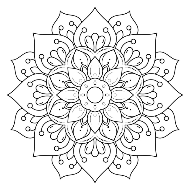 Mandala fiore circolare con stile floreale vintage mandala vettoriale motivo orientale elemento decorativo disegnato a mano design unico con fiore petalo concetto relax e meditazione uso per pagina logo libro