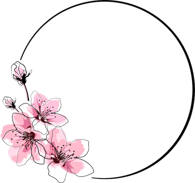 Circular frame decorated with some flowers