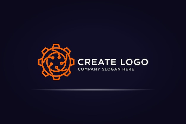 circular gear technology logo use circular line concept