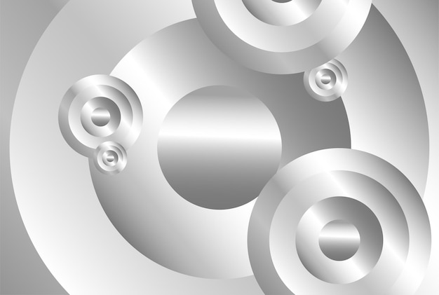 Vector circular geometric swirl silver bronze metal steel background