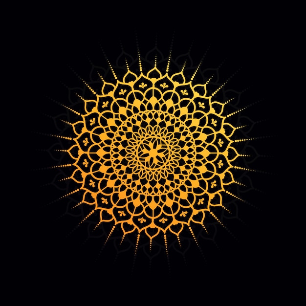 Circular golden mandala Isolated