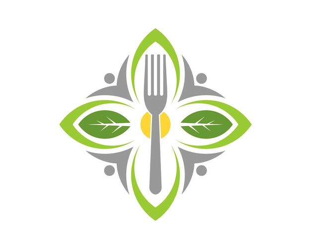 Circular green leaf with fork in the middle