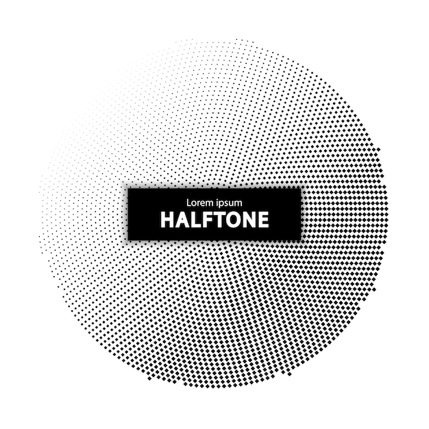 Vector circular halftone background with square shape