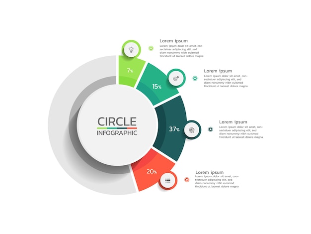 Modello circolare di infografica aziendale con elementi