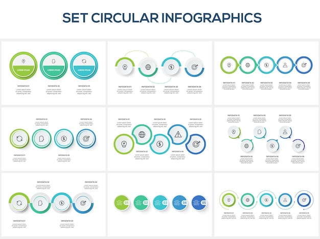 Circular infographic with 3 4 5 steps options parts or processes Business data visualization